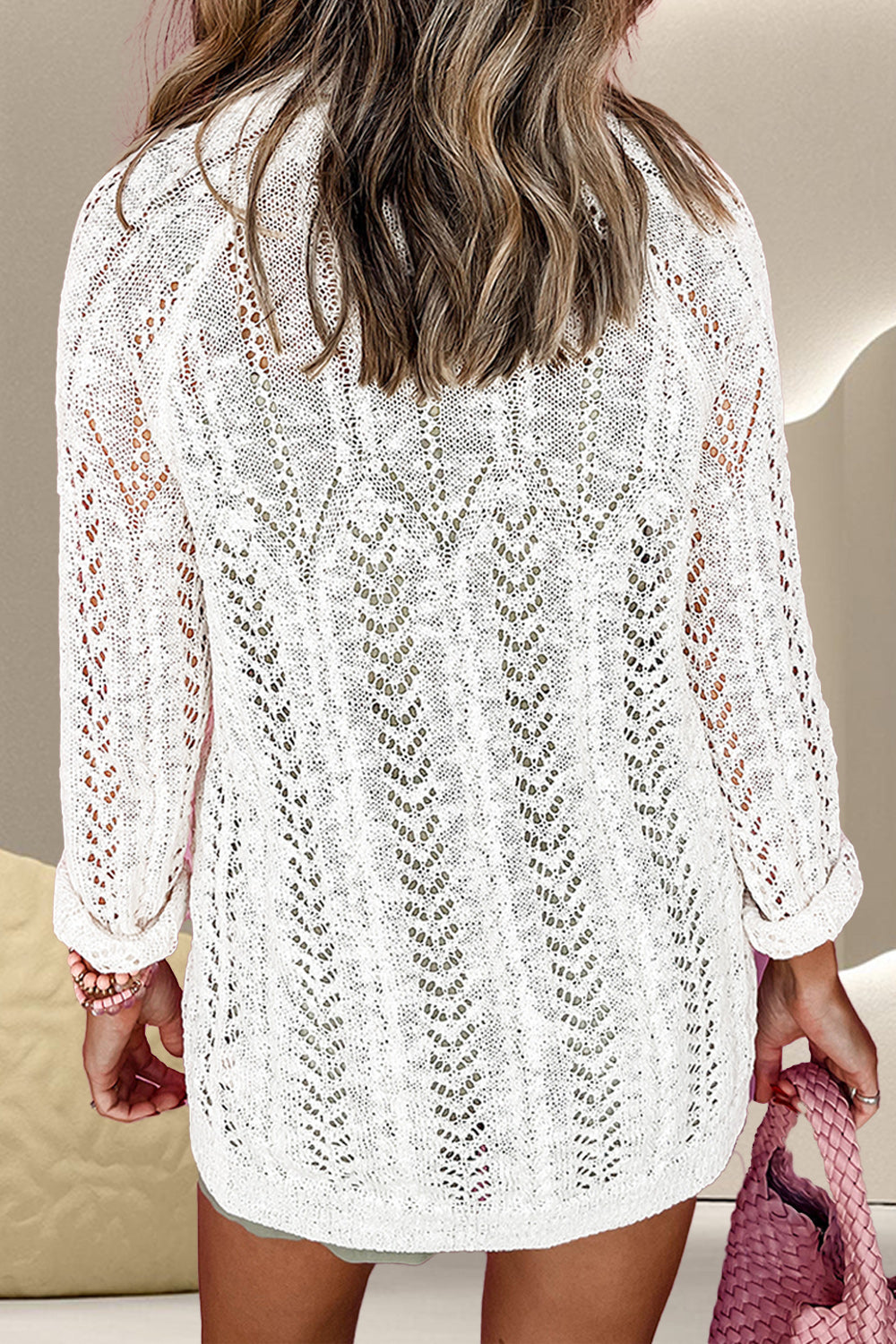 Openwork Open Front Long Sleeve Boho Cardigan - Spirit and Rebel [Spirit and Rebel]   