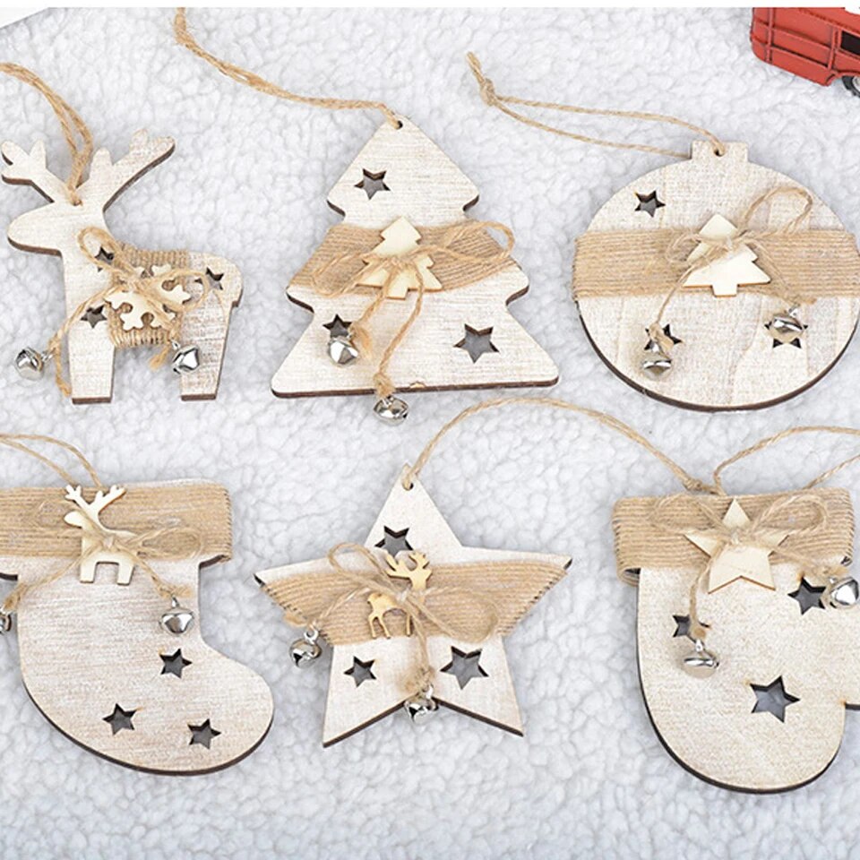 Enchanting 3-Piece Boho Christmas Wooden Pendants Set [Spirit and Rebel]   