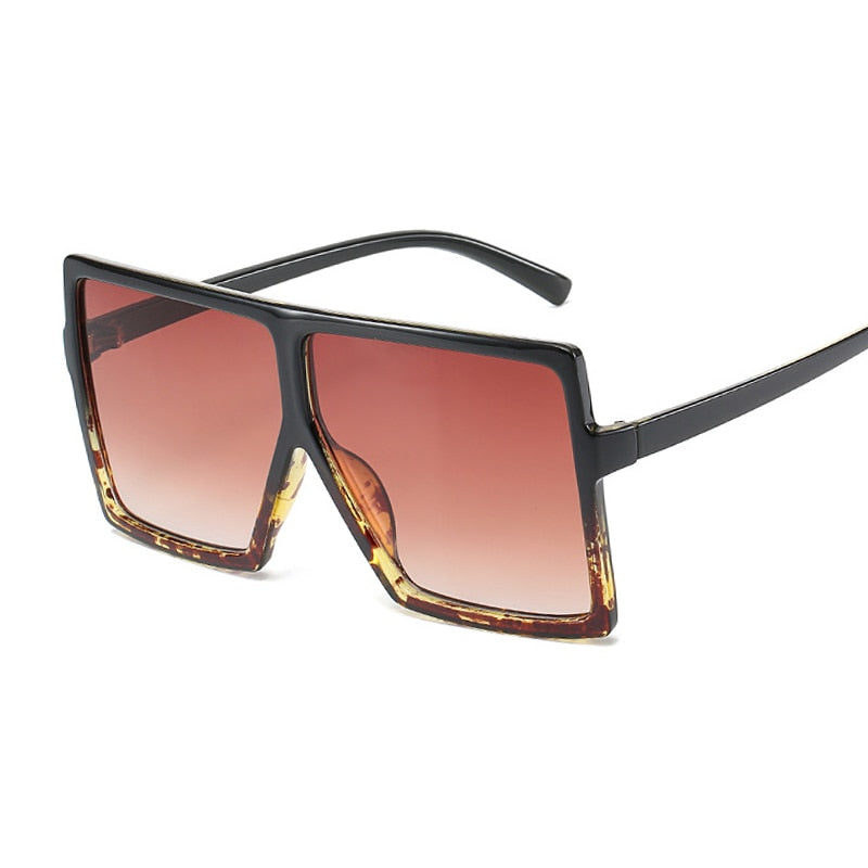 Golden Horizon Sunnies Oversized Square Sunglasses For Women Sunset and Swim Black Leopard  Brown