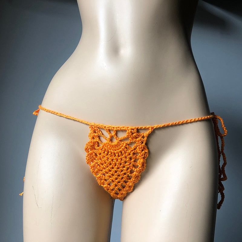 Mini Micro See Through G-strings Crochet Bikini Thongs Sunset and Swim