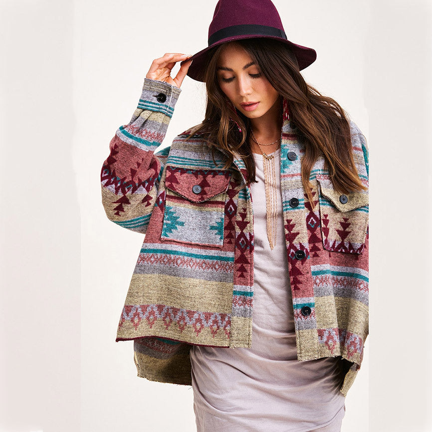 Boho Goddess Long Sleeved Shirt Jacket [Spirit and Rebel]   