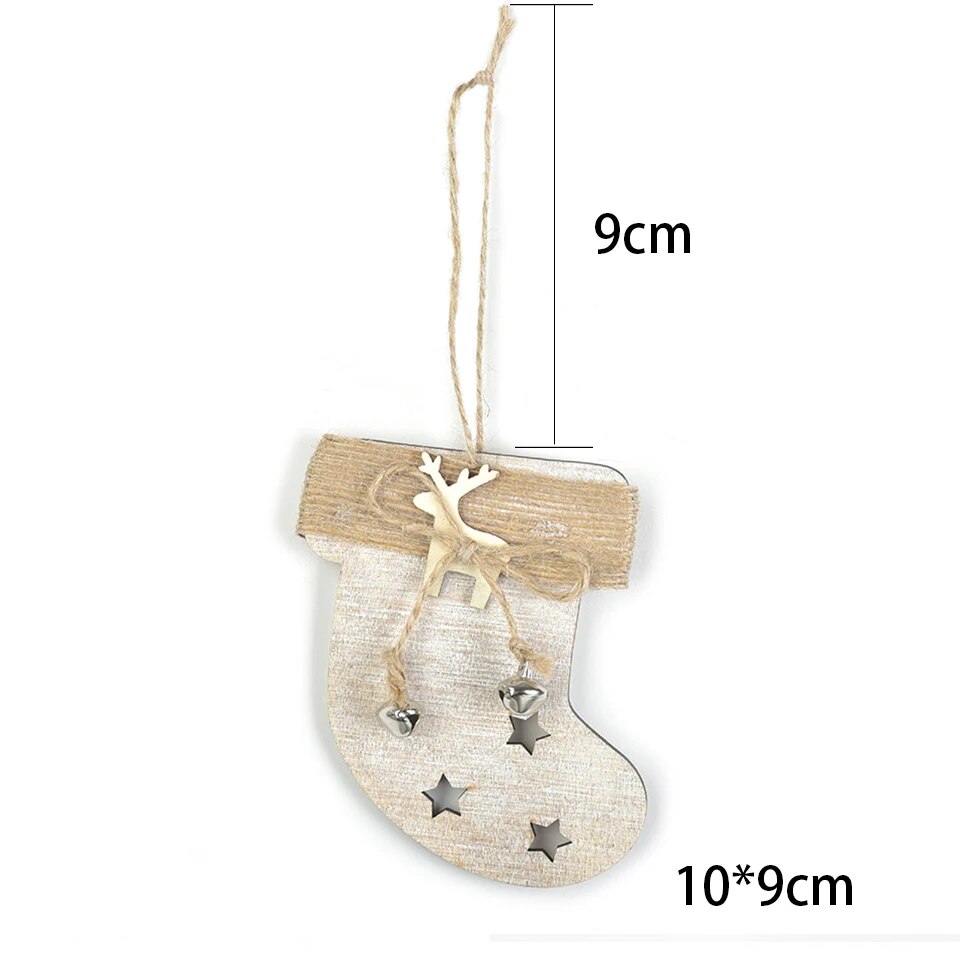 Enchanting 3-Piece Boho Christmas Wooden Pendants Set [Spirit and Rebel] 3pcs Socks  