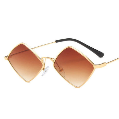 Irregular Vintage Small Frame UV400 Womens Sunglasses Sunset and Swim gold tea