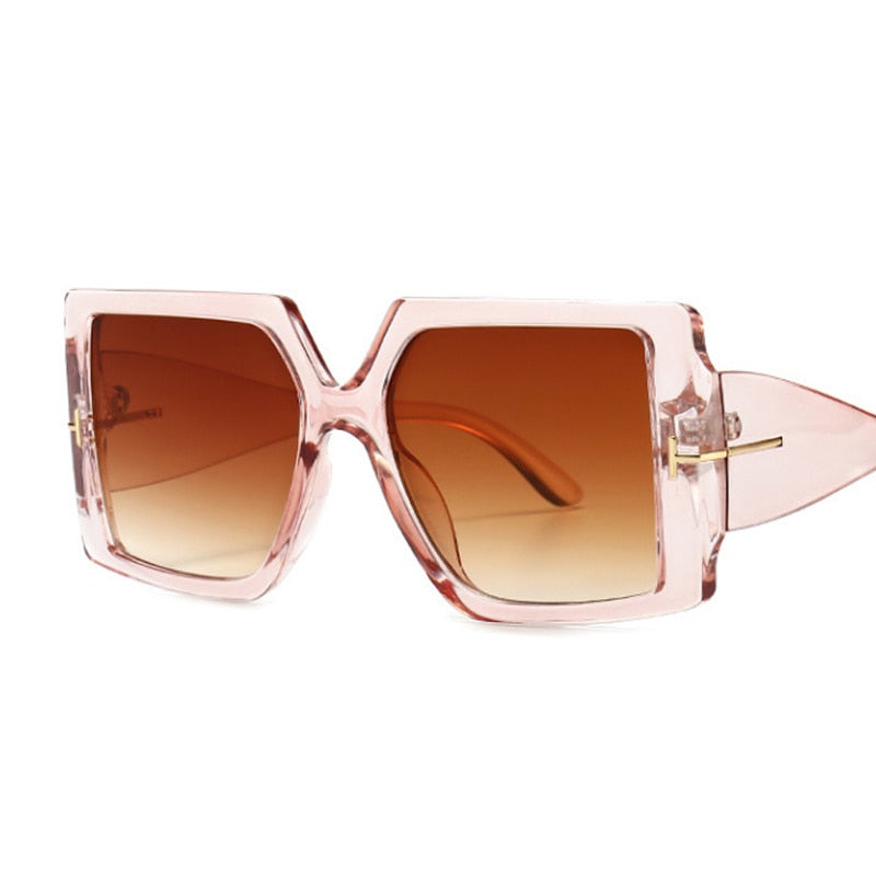 Rome Love Square Oversized Sunglasses for Women Sunset and Swim Trans Pink