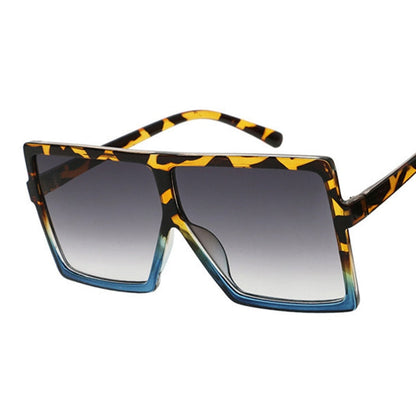 Island Goddess Shades Square Sunglasses for Women UV 400 Sunset and Swim Leopard Blue