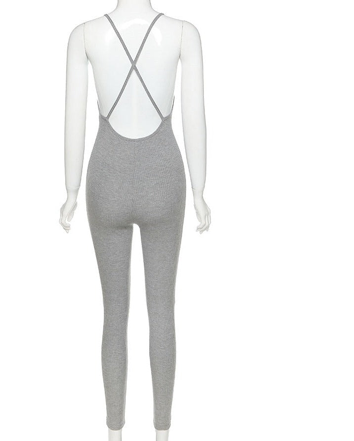 Heather V-neck Skinny Sexy Jumpsuit [Spirit and Rebel]