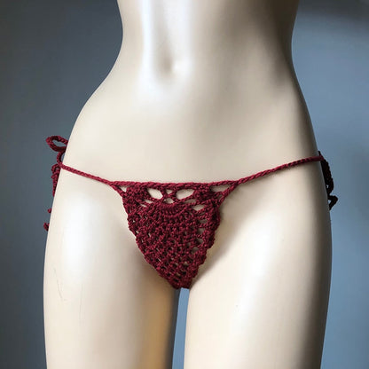 Mini Micro See Through G-strings Crochet Bikini Thongs Sunset and Swim