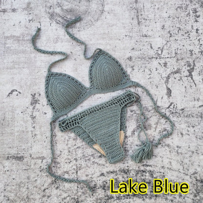 Boho Beach Beauty Handmade Crochet Bikini [Spirit and Rebel] Lake Blue S