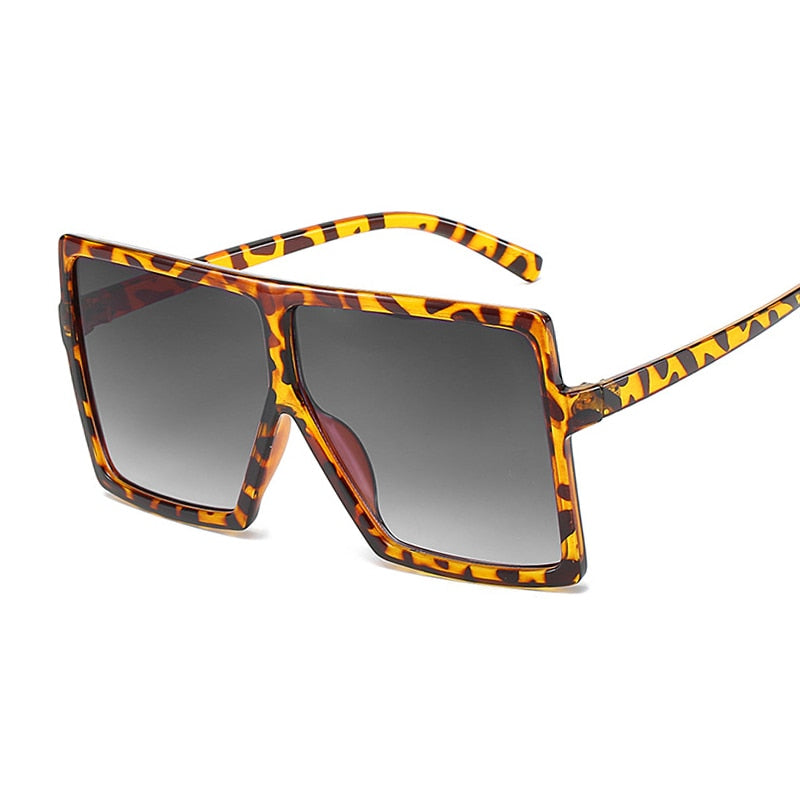 Golden Horizon Sunnies Oversized Square Sunglasses For Women Sunset and Swim Leopard Gray