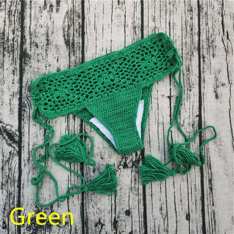 15 Color Women Openwork Mediterranean Grid Crochet Shorts Bikini Bottom Tassel Casual Beach Bandage Hot Pants Sunset and Swim   