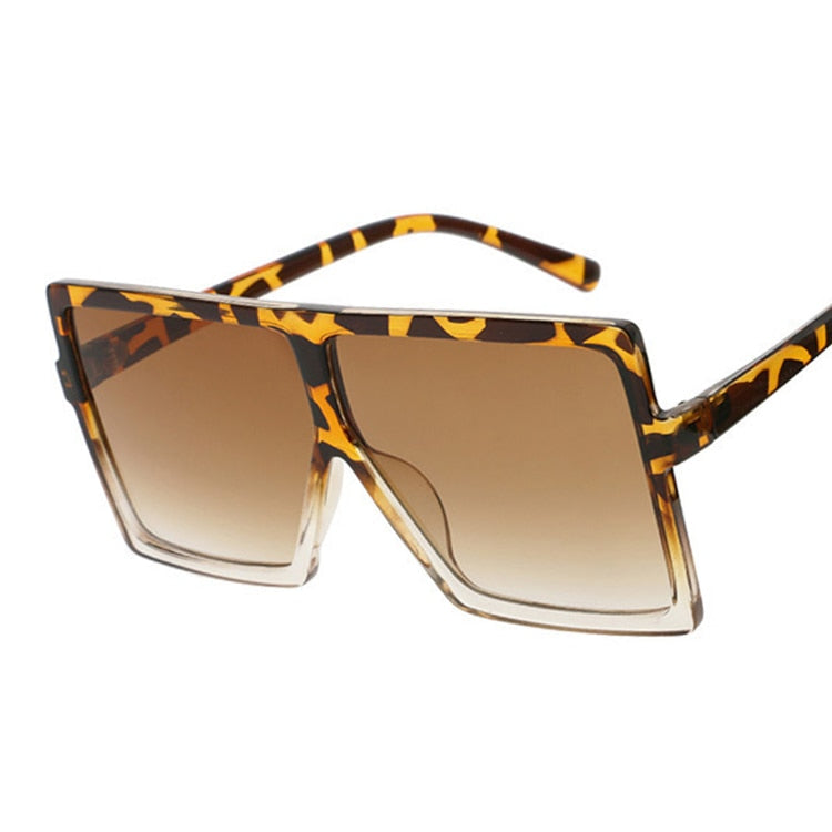 Island Goddess Shades Square Sunglasses for Women UV 400 Sunset and Swim Leopard Trans