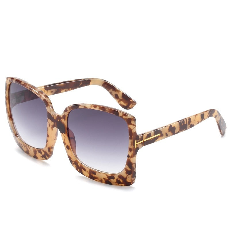 Monaco Oversized Square Sunglasses UV400 Sunset and Swim Leopard