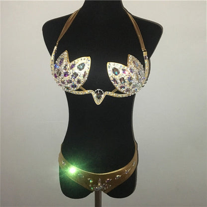 Ibiza Crystal Queen Diamonds Bikini Sunset and Swim Gold S