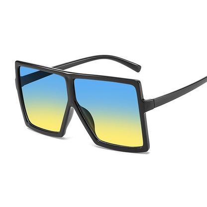 Golden Horizon Sunnies Oversized Square Sunglasses For Women Sunset and Swim Black Blue Yellow