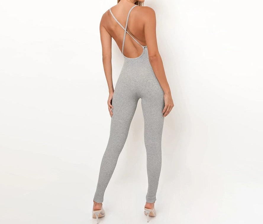 Heather V-neck Skinny Sexy Jumpsuit [Spirit and Rebel]