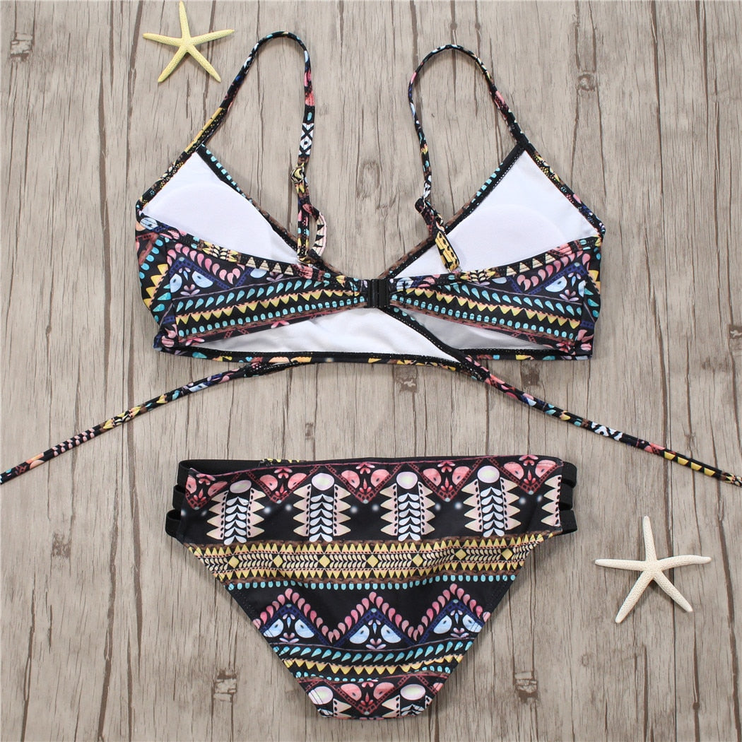 Aztec Temptation Hollow Out Strappy Bandage Bikini [Spirit and Rebel]