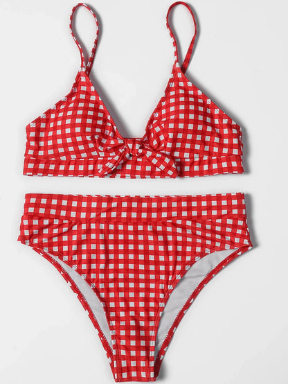 Irresistibly Chic Plaid Bow Bikini Sunset and Swim