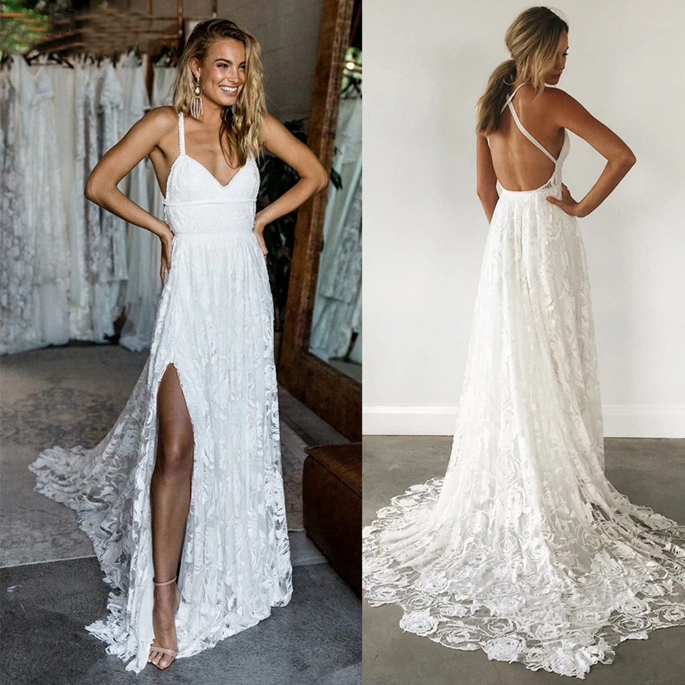 Now and Forever Side Slit Boho Wedding Dress [Spirit and Rebel]   