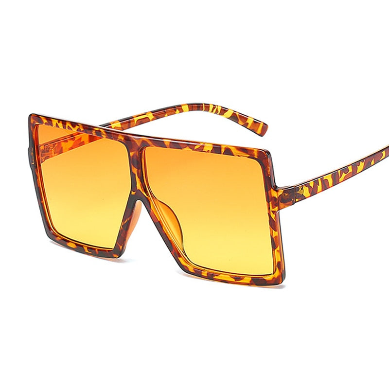 Golden Horizon Sunnies Oversized Square Sunglasses For Women Sunset and Swim Leopard Orange