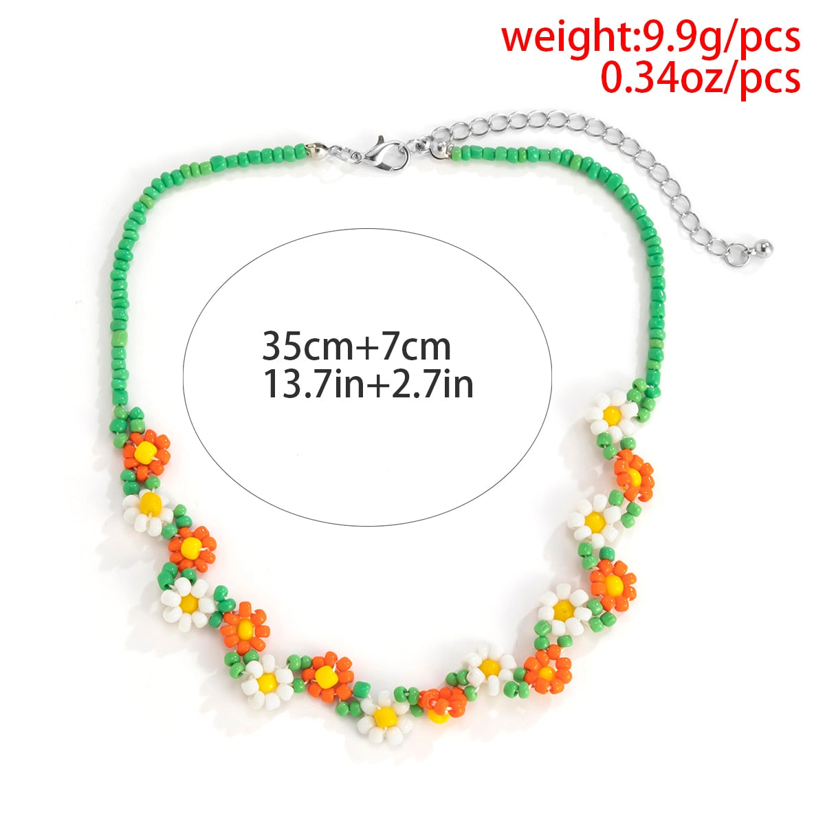 Trendy Flower Passion Beads Choker Necklace Sunset and Swim