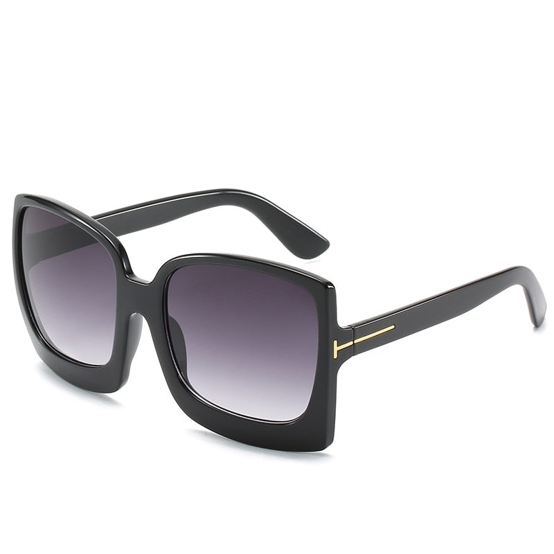 Monaco Oversized Square Sunglasses UV400 Sunset and Swim Black