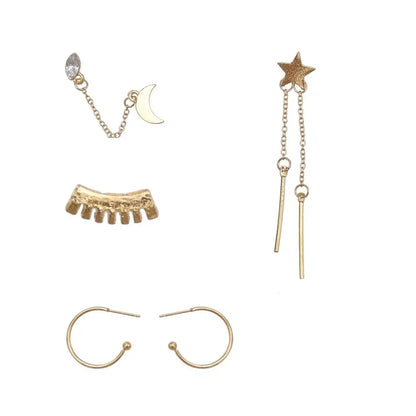 Bohemian Moon & Star Studs Earrings [Spirit and Rebel]   