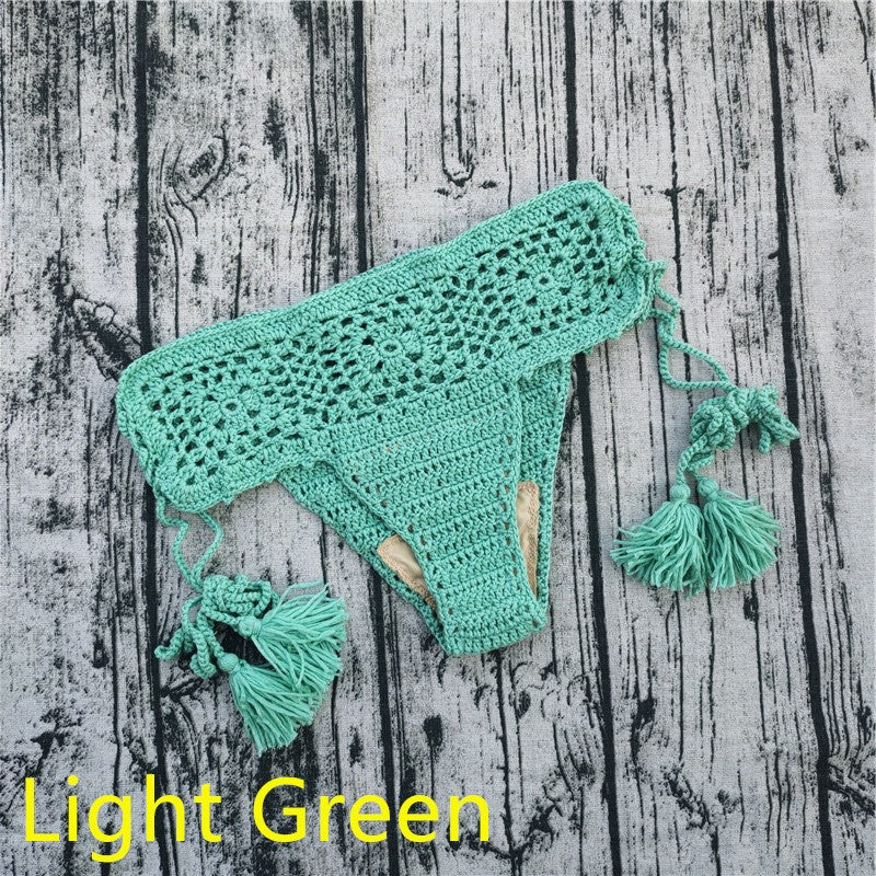 15 Color Women Openwork Mediterranean Grid Crochet Shorts Bikini Bottom Tassel Casual Beach Bandage Hot Pants Sunset and Swim   