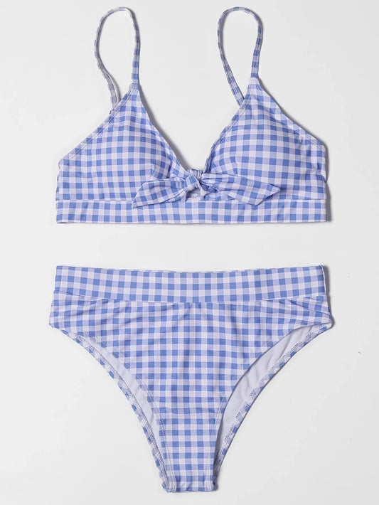 Irresistibly Chic Plaid Bow Bikini Sunset and Swim