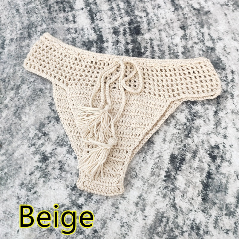 Boho Chic Tassel Bikini Bottoms [Spirit and Rebel] Beige S