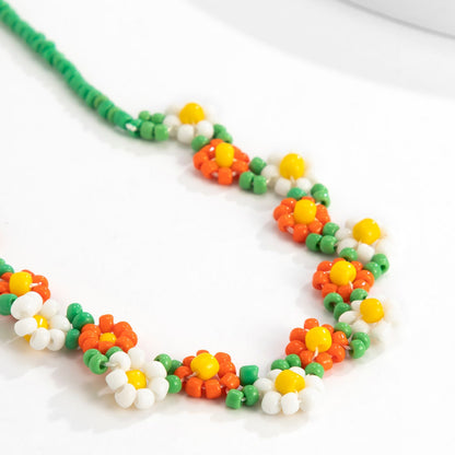 Trendy Flower Passion Beads Choker Necklace Sunset and Swim