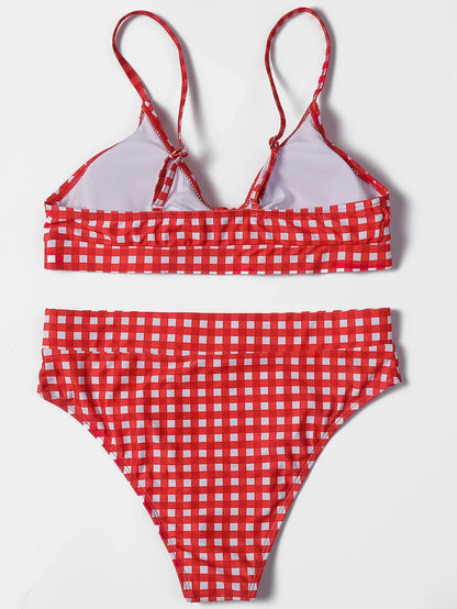 Irresistibly Chic Plaid Bow Bikini Sunset and Swim