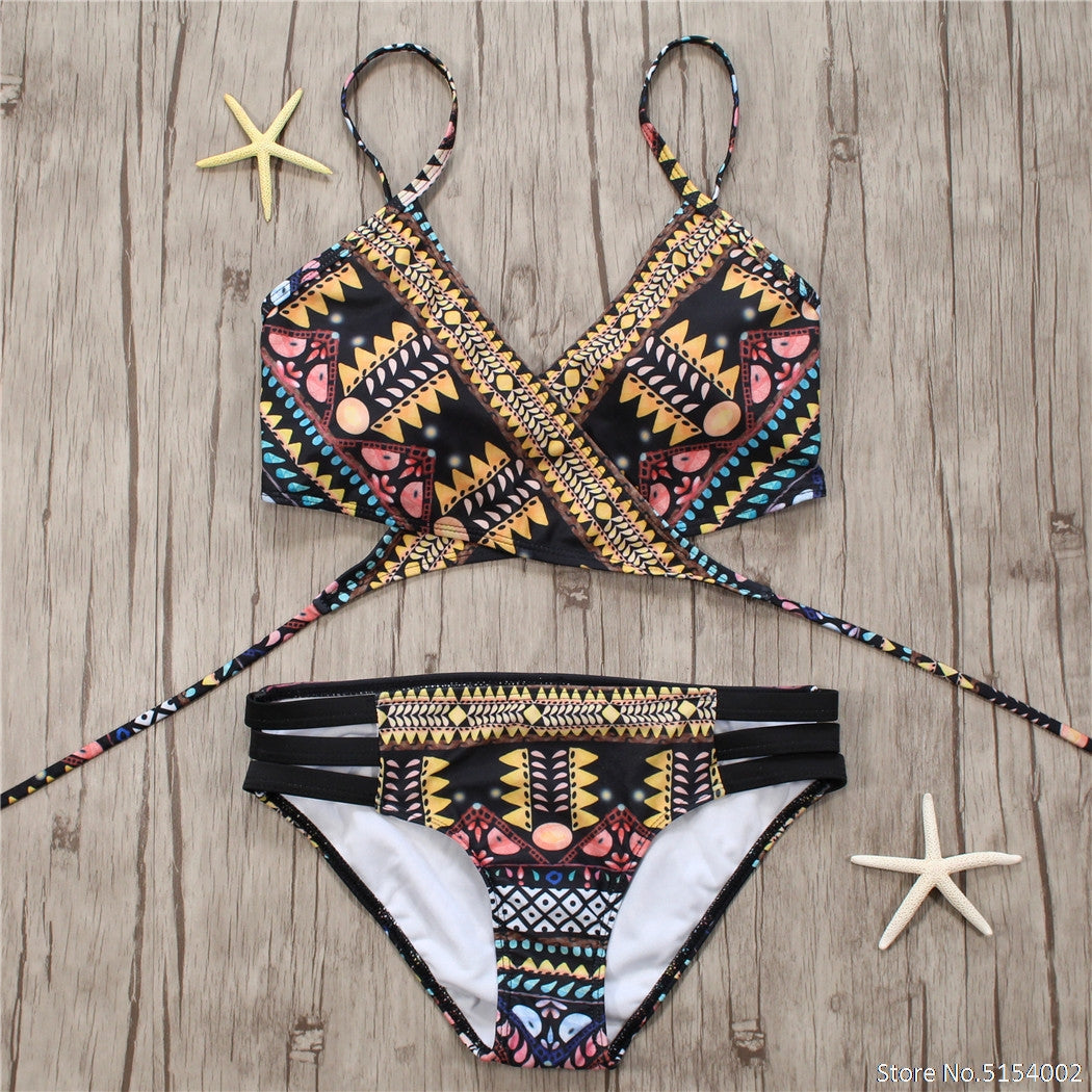 Aztec Temptation Hollow Out Strappy Bandage Bikini [Spirit and Rebel]