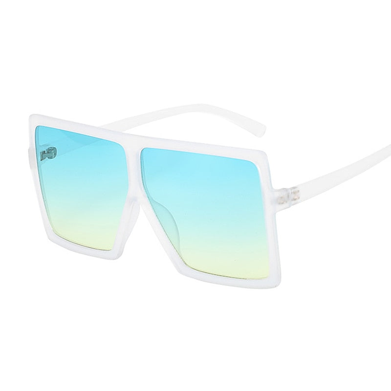 Golden Horizon Sunnies Oversized Square Sunglasses For Women Sunset and Swim Trans Blue Yellow