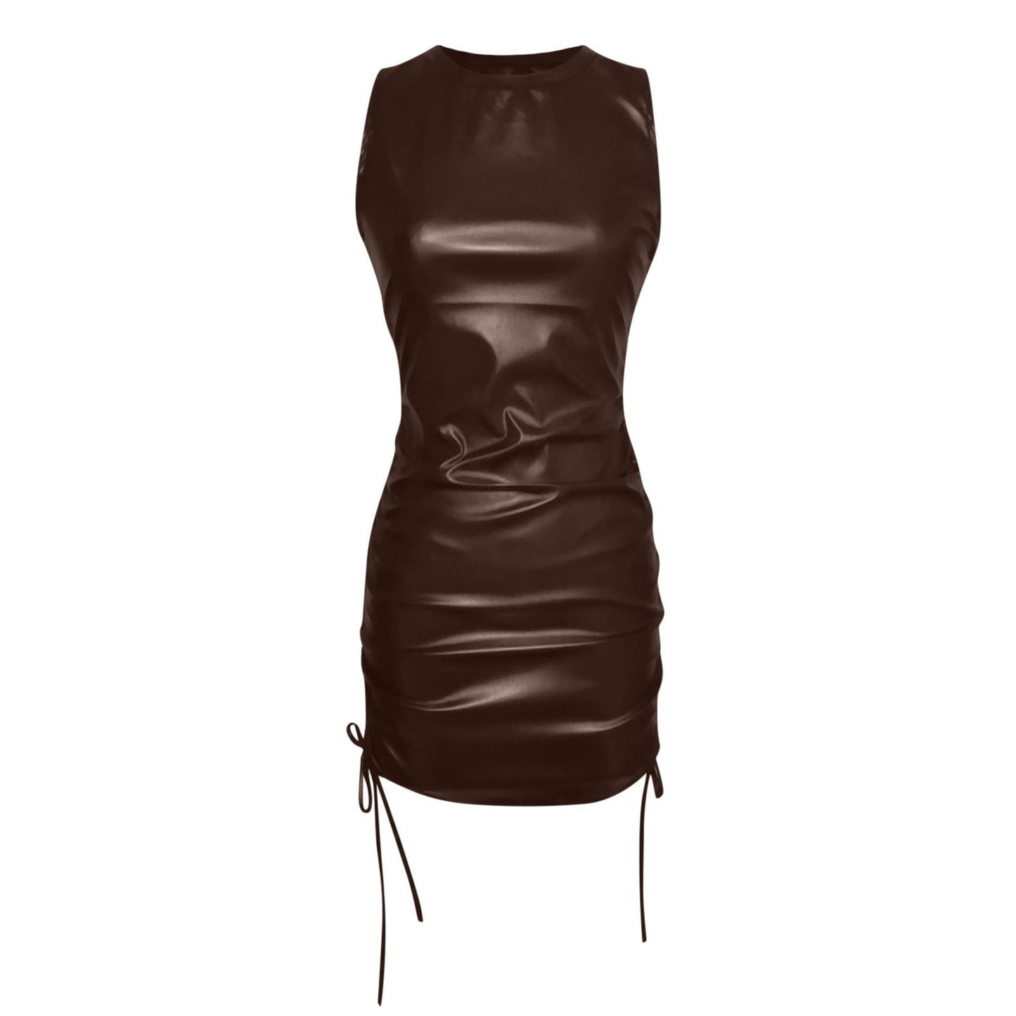 Francesca PU Leather Ruched Bodycon Mini Dress [Spirit and Rebel]