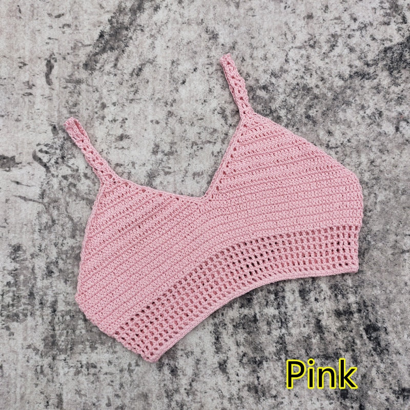 Bohemian Crochet Bikini Top [Spirit and Rebel] Pink S