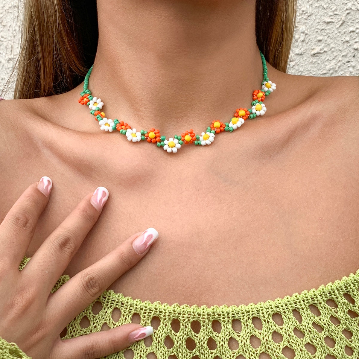 Trendy Flower Passion Beads Choker Necklace Sunset and Swim C04510