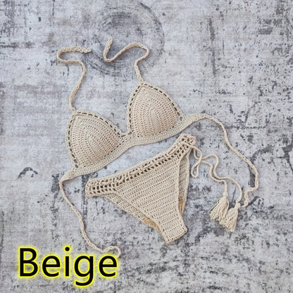 Boho Beach Beauty Handmade Crochet Bikini [Spirit and Rebel] Beige S