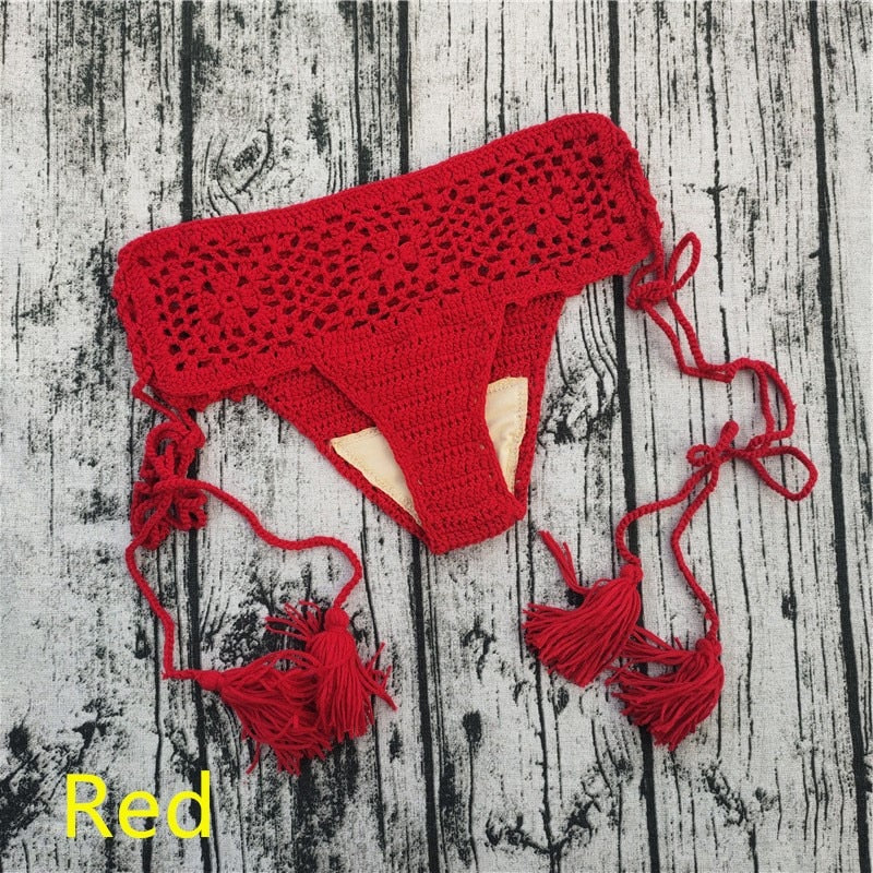 Mediterranean Goddess Crochet Bikini Bottoms [Spirit and Rebel] Red S