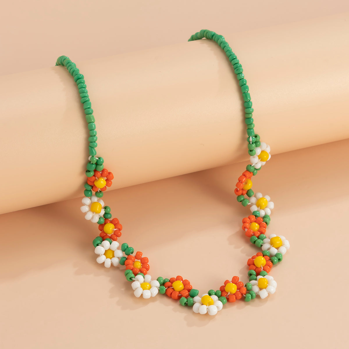 Trendy Flower Passion Beads Choker Necklace Sunset and Swim