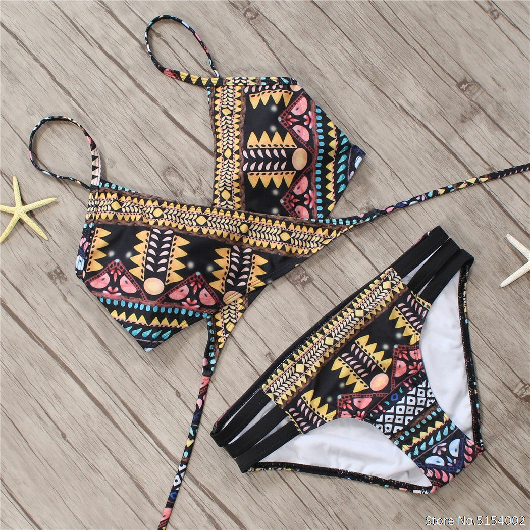 Aztec Temptation Hollow Out Strappy Bandage Bikini [Spirit and Rebel]