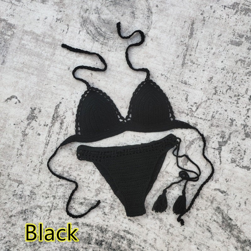 Boho Beach Beauty Handmade Crochet Bikini [Spirit and Rebel] Black S