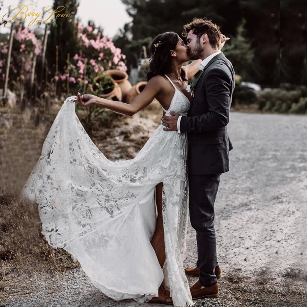 Now and Forever Side Slit Boho Wedding Dress [Spirit and Rebel]   