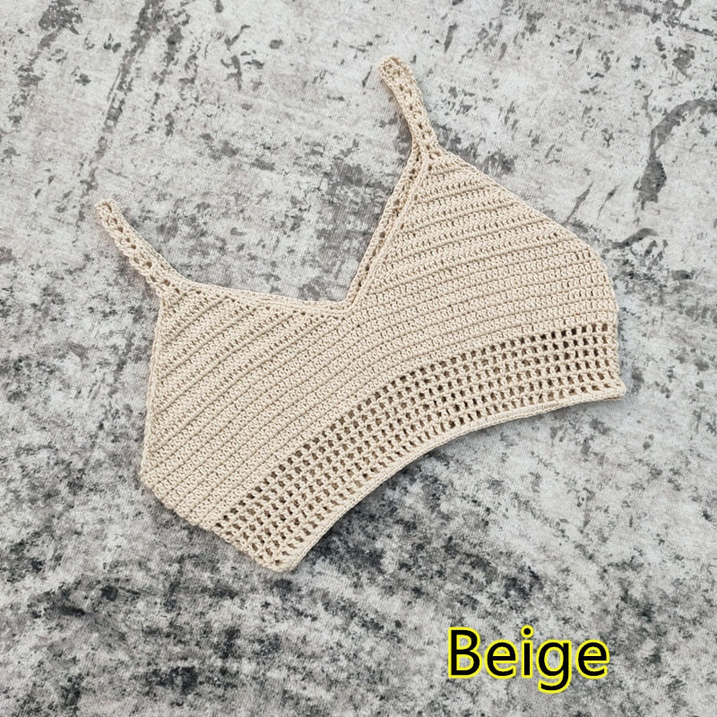 Bohemian Crochet Bikini Top [Spirit and Rebel] Beige S