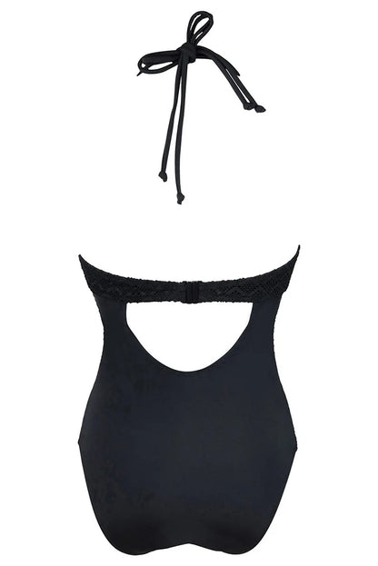 Sandrah Black Lace Halter Swimsuit Sunset and Swim