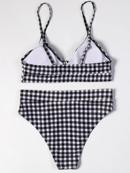 Irresistibly Chic Plaid Bow Bikini Sunset and Swim