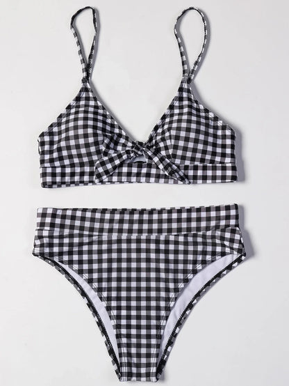 Irresistibly Chic Plaid Bow Bikini