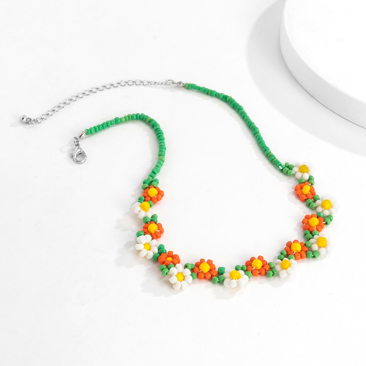 Trendy Flower Passion Beads Choker Necklace Sunset and Swim