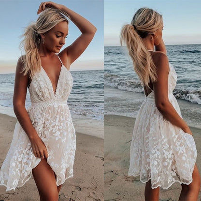 Summer of Love Backless Lace Bohemian Mini Dress [Spirit and Rebel]