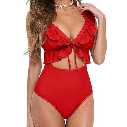 Elegance Unleashed Plus-Size Ruffle Monokini Swimsuit [Spirit and Rebel]