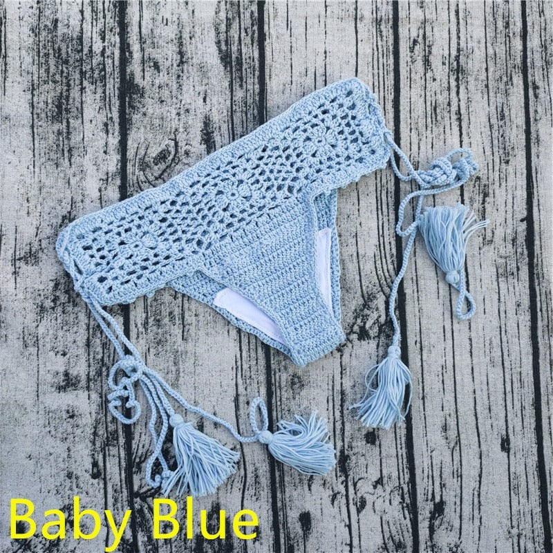 Mediterranean Goddess Crochet Bikini Bottoms [Spirit and Rebel] baby blue S